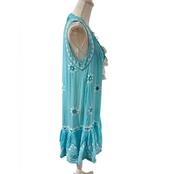 Pranella bohemianTurquoise Sleeveless Dress with Tassels Size SM/MED - Picture 7 of 7